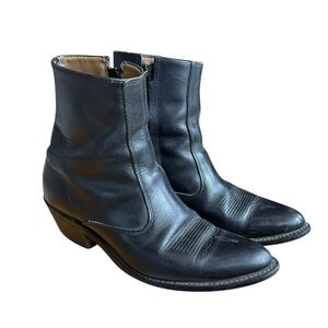 Vintage ACME Men’s Ankle Boots Cowboy Western Black Leather Size 8.5D